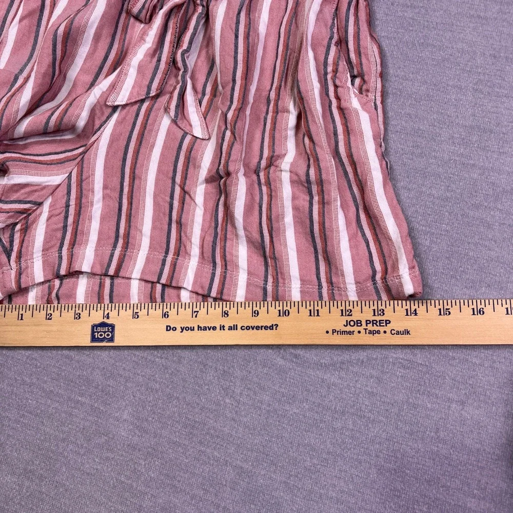 Hollister‎ Striped Smocked Ultra High-Rise Shorts Womens L Pink Viscose